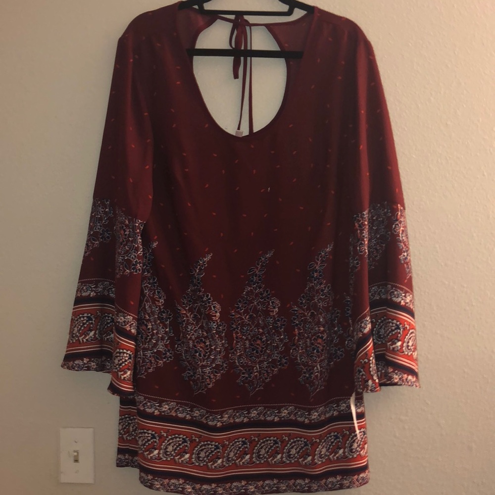 NWT xhilaration boho maroon dress
